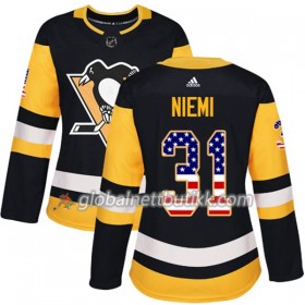 Pittsburgh Penguins Hockeydrakt Antti Niemi 31 2017-2018 USA Flag Fashion Svart Adidas Authentic - Dame